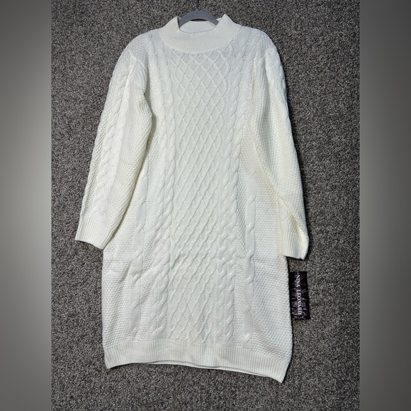 NWT Nina Leonard Cable-Knit Sweater Dress Size XL - Picture 4 of 7